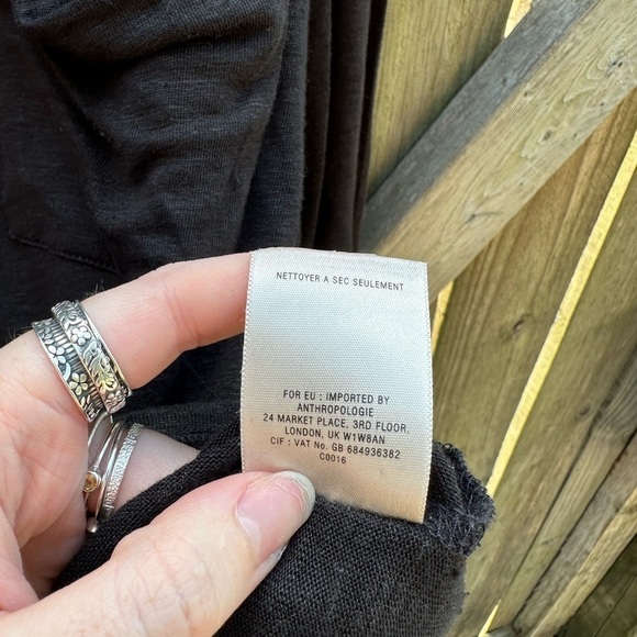 Anthropologie Postmark 100% Linen Solid Black Henley Raglan Style Tee Blouse - Picture 4 of 7